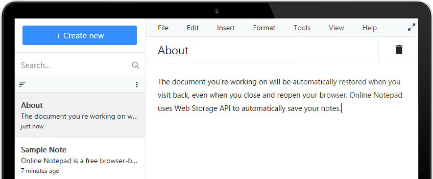 Feeseo Online Notepad Screenshot