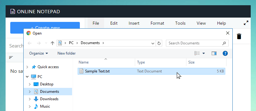 Open file dialog in Feeseo